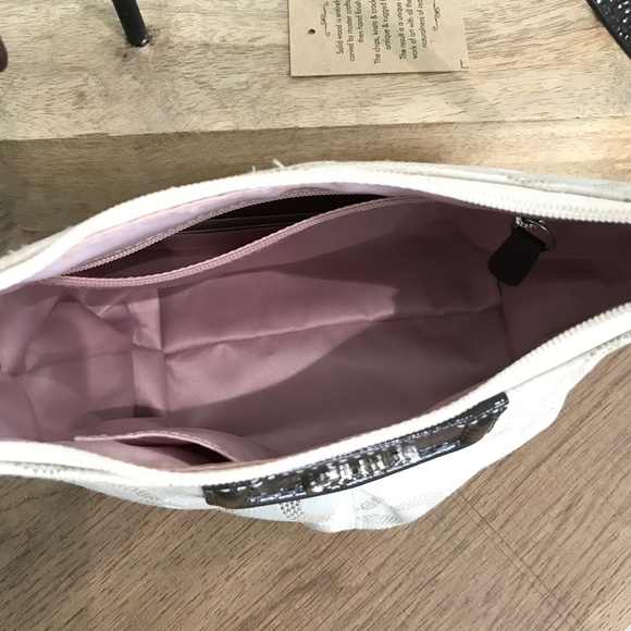 Coach Op Art Pleated Pouch Crossbody with Patent Leather Trim - Picture 6 of 13